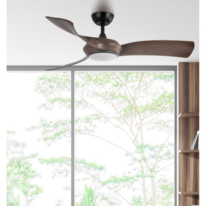 Ventilador Dc Cerdeña 30w 2950lm Negro/roble 3 Aspas 3000k-6000k Reg. Intensidad C/remoto, Timer, Mem._1