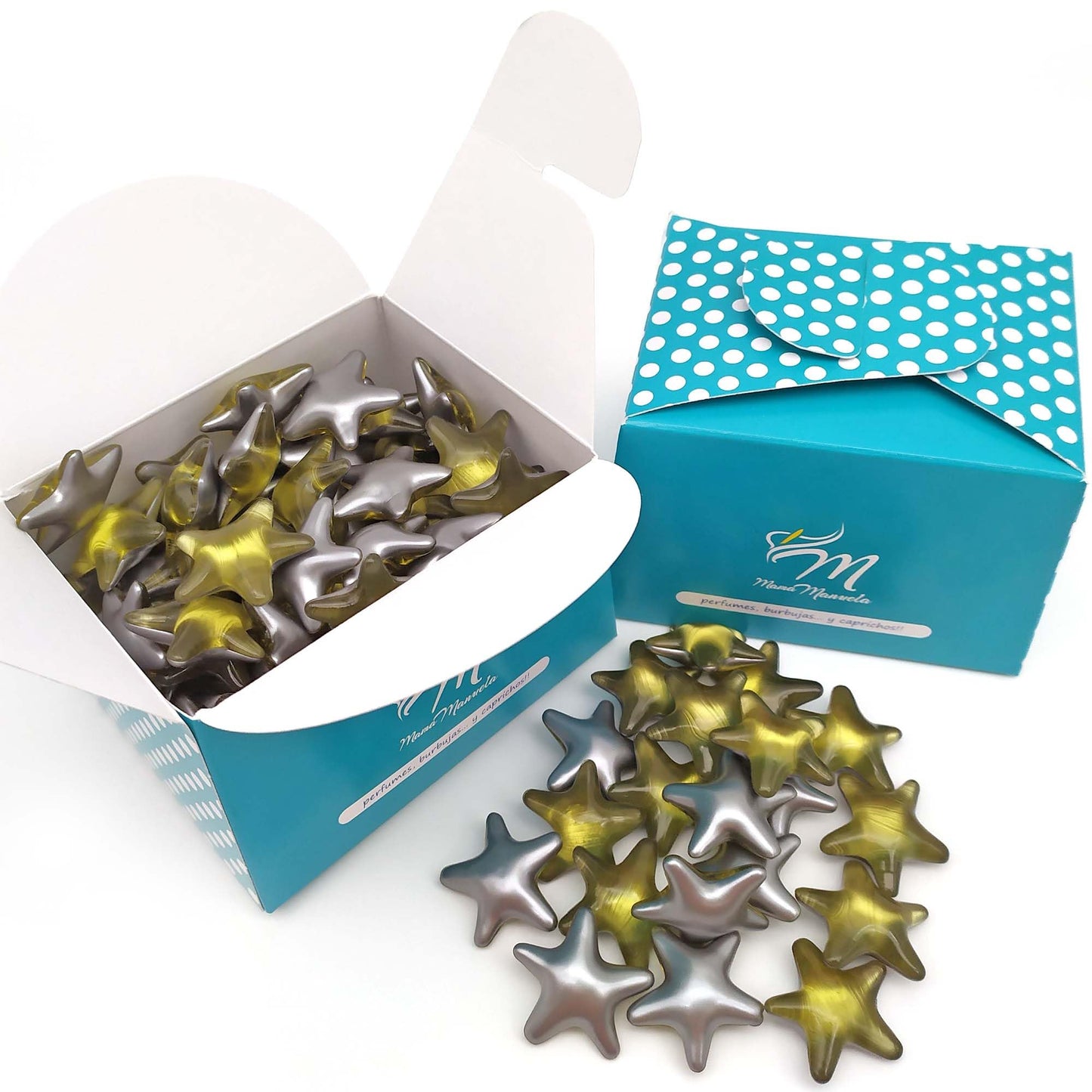 Caja 70 Perlas De Baño Con Aroma A Manzana - Con Aceite De Soja - Hidrata, Suaviza Y Perfuma La Piel - Forma Estrella_0