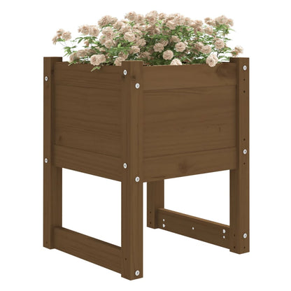 Jardinera Madera Maciza De Pino Marrón Miel 40x40x52,5 Cm_2