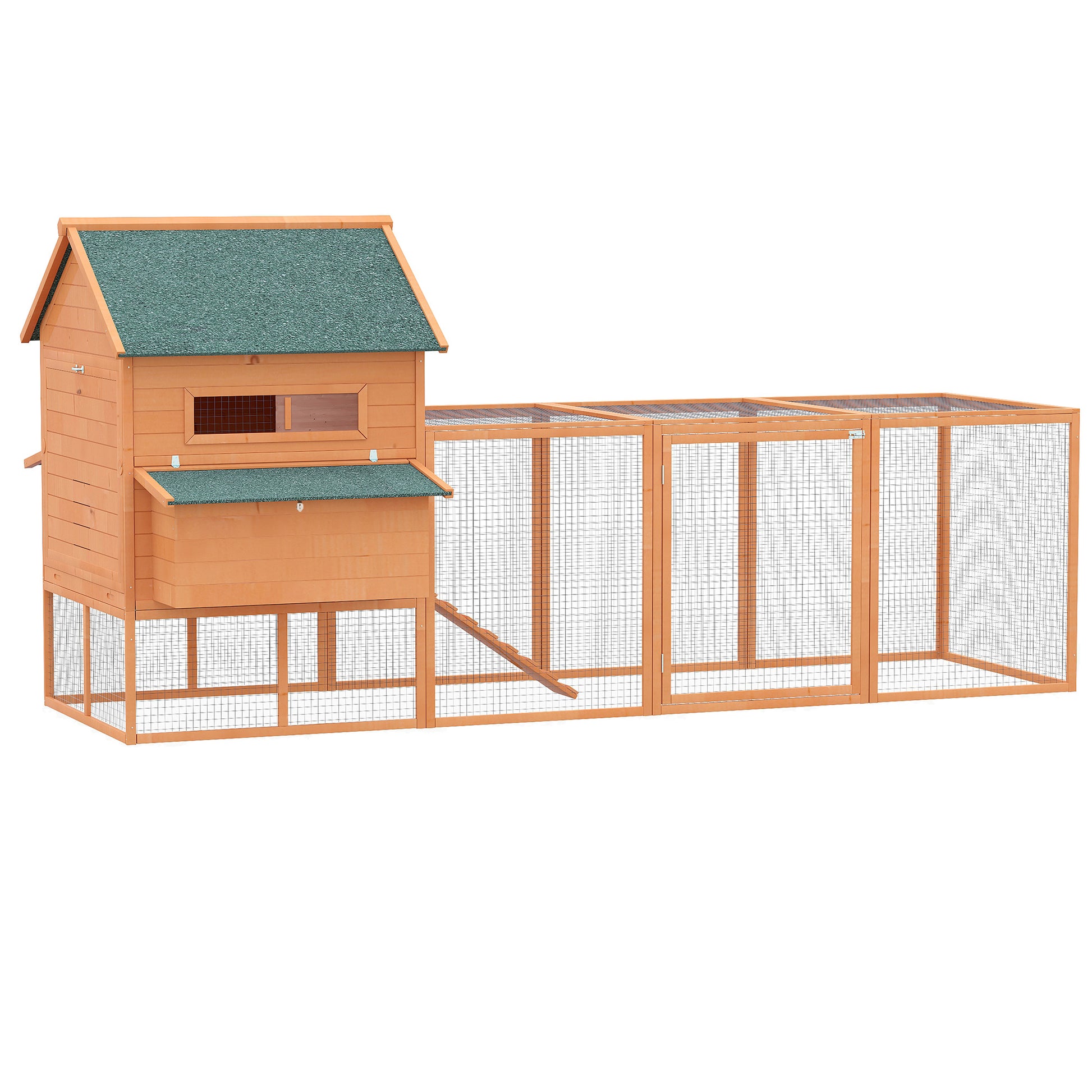 Pawhut Gallinero Exterior Madera Para 4-6 Gallinas Con 2 Nidos 347x160x150 Cm_0