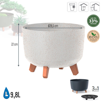 Macetero Color Blanco Roto,sin Depósito , Colección Gracia De 28,5 X 28,5 X 22 Cm, Capacidad De 9,8 L.