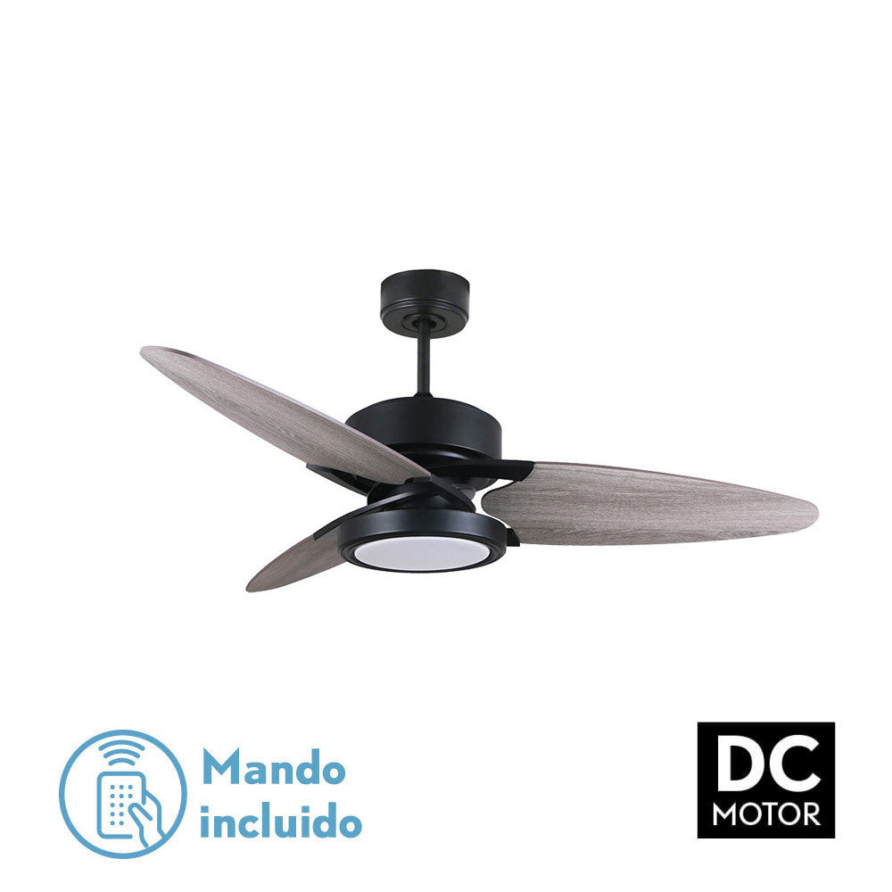 Ventilador Dc Cross 30w Negro 3 Aspas Gris/roble 6vel. 3 Colores 3250lm 132d Remoto, Memoria Y Temporizador_0