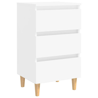Mesitas De Noche 2 Uds Patas Madera Maciza Blanco 40x35x69 Cm_1