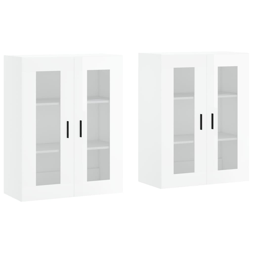 Armarios De Pared 2 Uds Madera De Ingeniería Blanco Brillante_1