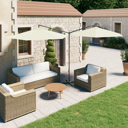 Vidaxl Sombrilla Doble De Jardín Con Palo De Acero Arena 600 Cm_1