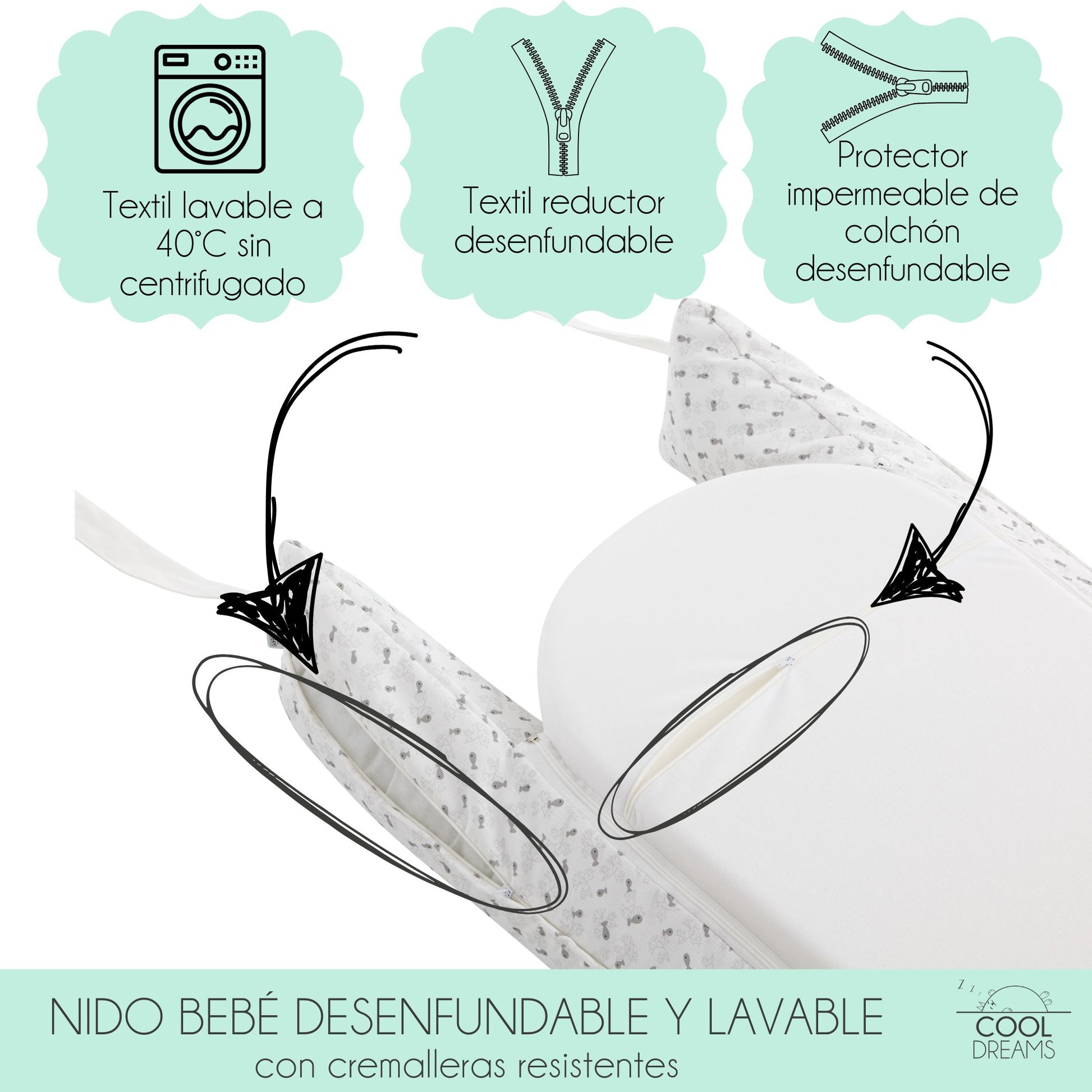 Cojín Nido Reductor De Base Impermeable Grey Atlantis_2