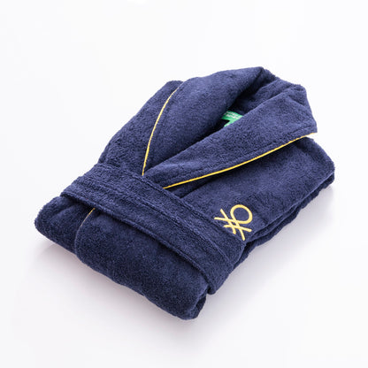 Albornoz L/xl 420gsm 100% Algodon C/ Logo Bordado Azul Marino Core Benetton_1