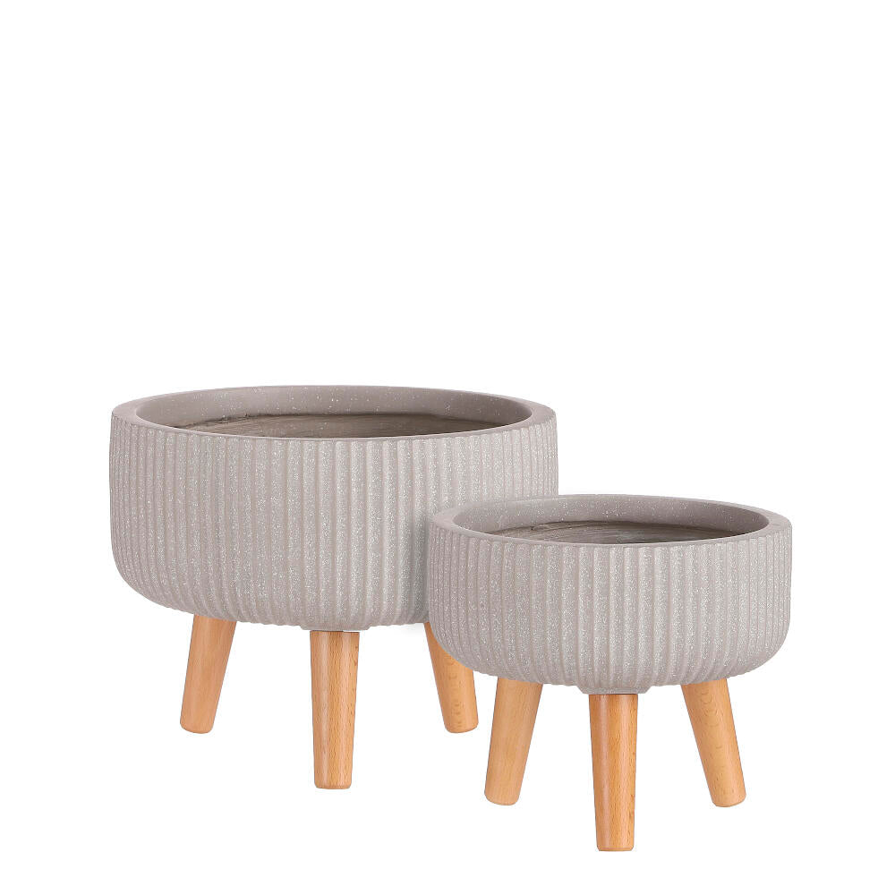 Macetero De Fibra Color Beige Con Patas 21x24cm_0