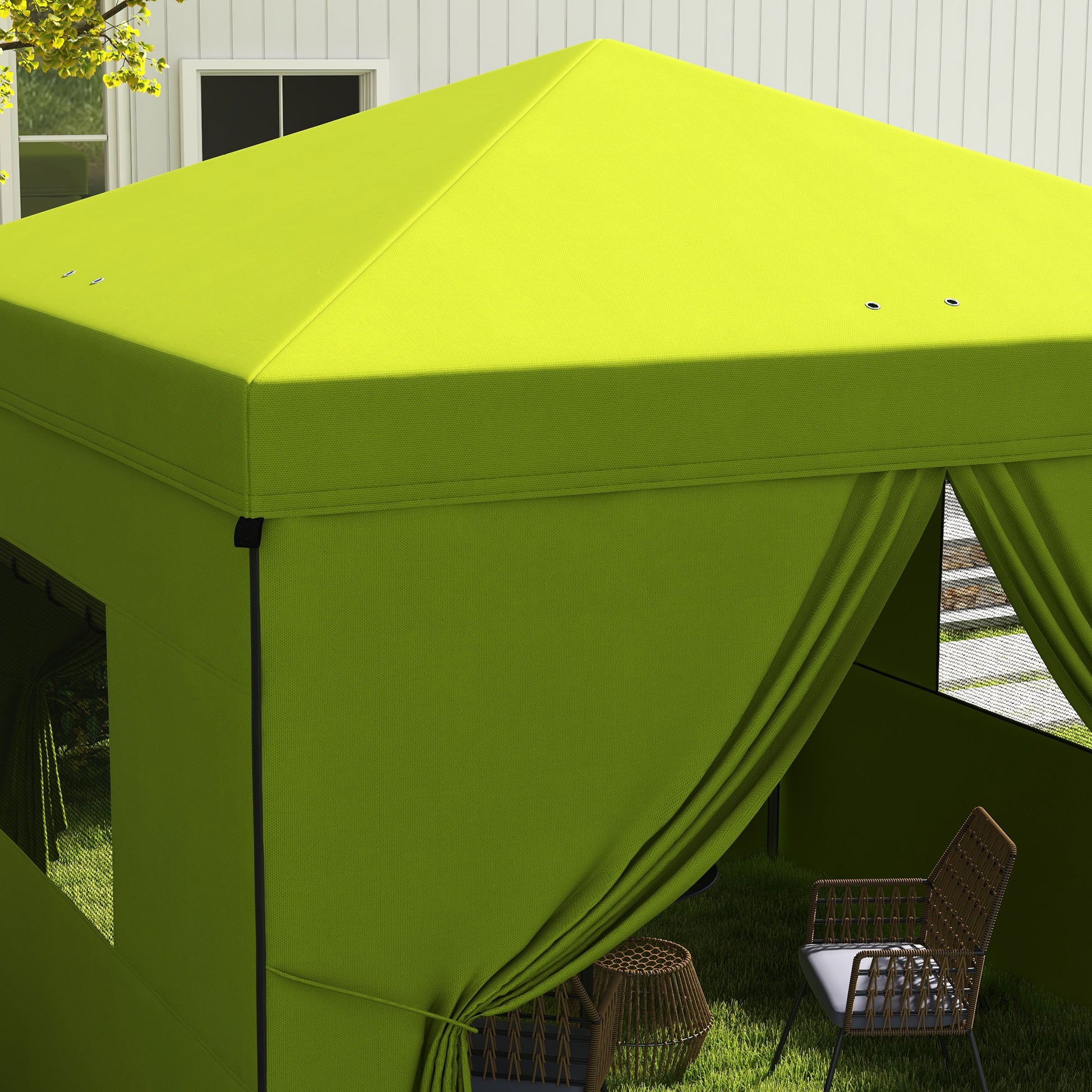 Outsunny Carpa Plegable 3x3 M Con 4 Paredes Laterales Altura Ajustable Verde_4