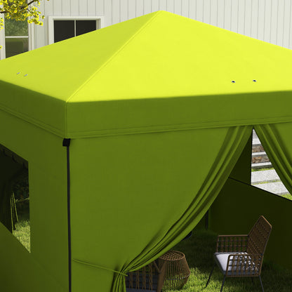 Outsunny Carpa Plegable 3x3 M Con 4 Paredes Laterales Altura Ajustable Verde_4