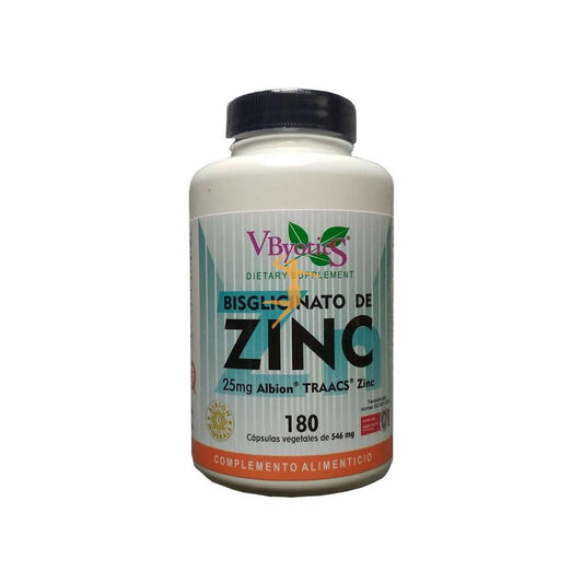 Bisglicinato de Zinco 25 mg Vbyotics 180 cap.