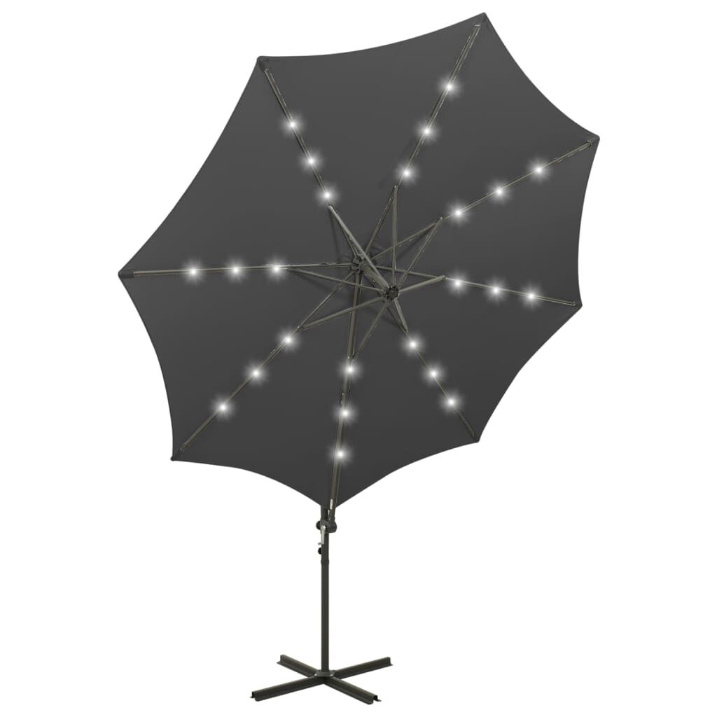 Vidaxl Sombrilla Jardín Voladiza Con Palo Y Luces Led Antracita 300 Cm_4