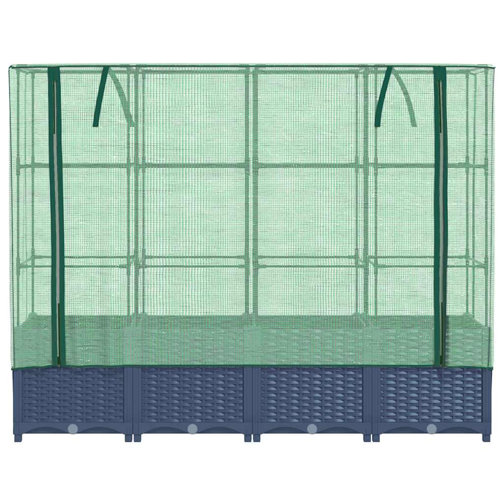 Jardinera Elevada Con Cubierta De Invernadero Aspecto Ratán 160x40x138 Cm_3