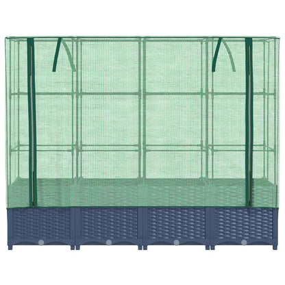 Jardinera Elevada Con Cubierta De Invernadero Aspecto Ratán 160x40x138 Cm_3