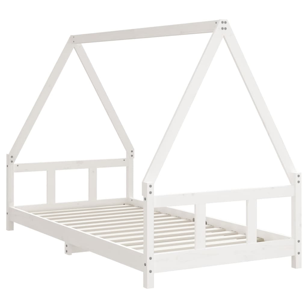 Estructura De Cama Para Niños Madera De Pino Blanco 90x190 Cm / Vetonek_1