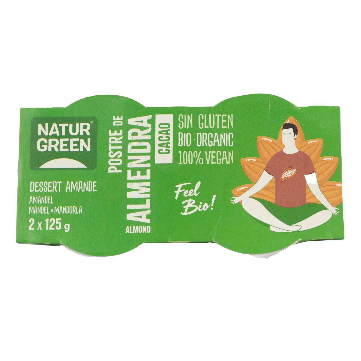 Sobremesa de Amêndoa e Cacau NaturGreen, 2 x 125 g