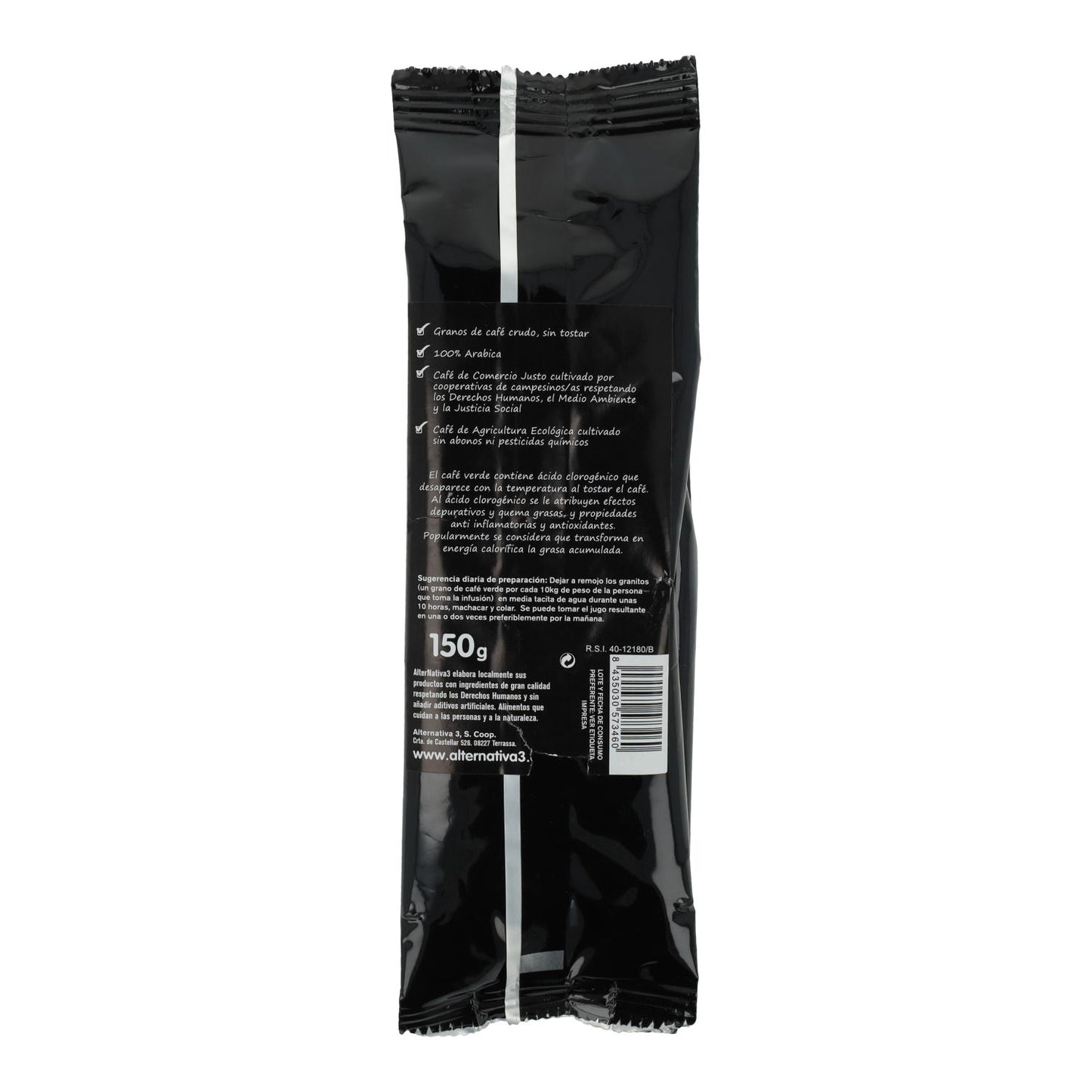 Alternativa ao café verde biológico em grão, 150 g