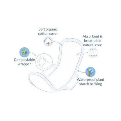 Absorventes Natracare Super Organic com Aladas, 12 unidades
