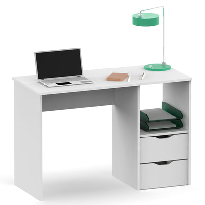 Escritorio, Mesa De Ordenador 76x115x50cm 2 Cajones, Oficina, Habitación Juvenil, Desk, Tocador, Briebe, Prakt, Blanco_0