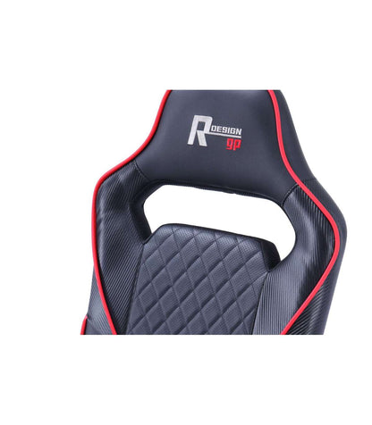 Sillon Giratorio Elevable Gamer R-design En Simil Piel Color Negro Y Rojo 115-125 Cm(alto)_2