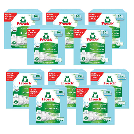 Embalagem de 10 pastilhas Frosch para máquina de lavar louça com 30 pastilhas