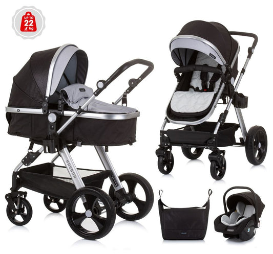 Carrito De Bebé Havana Trio Convertible Hasta 22 Kg Con Bolso Y Mosquitera Obsidian Silver_0