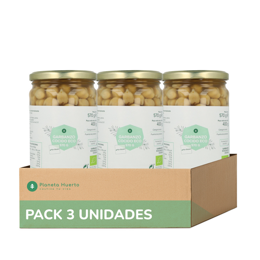 Embalagem de 3x Grão de Bico Cozido ECO Planeta Huerto 570 g