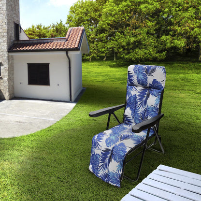 Silla Playa Acolchada, Estructura Acero Reclinable 5 Posiciones Con Reposapies, Silla Multiposición, Silla Con Reposabrazos_2