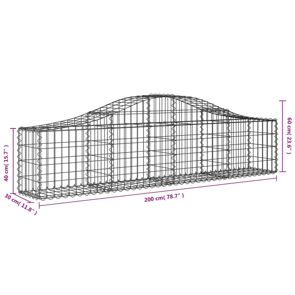 Cestas De Gaviones 8 Uds Forma De Arco Hierro 200x30x40/60 Cm_5