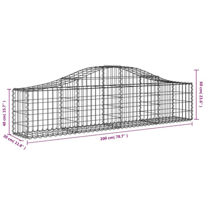 Cestas De Gaviones 8 Uds Forma De Arco Hierro 200x30x40/60 Cm_5