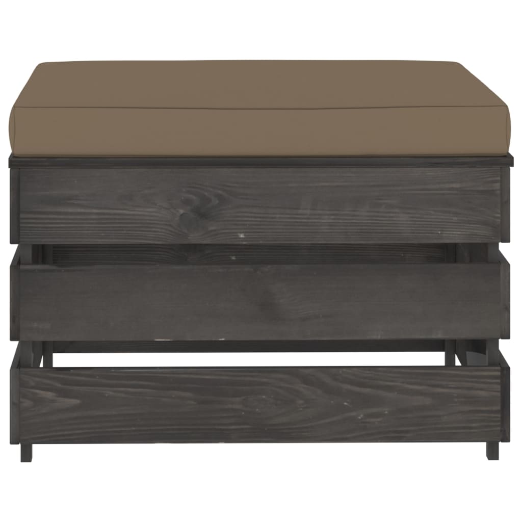 Vidaxl Muebles De Jardín 3 Piezas Con Cojines Madera Impregnada Gris_5