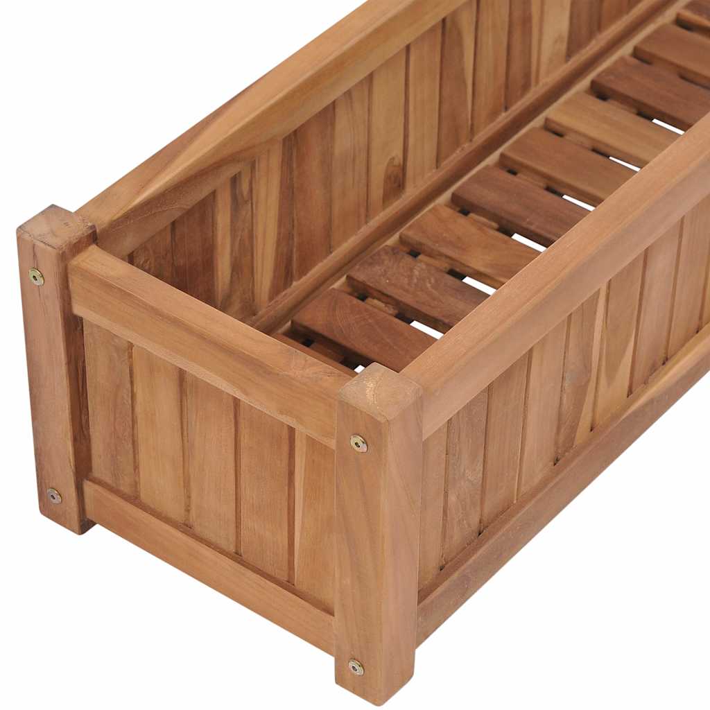Arriate Elevado Madera Maciza De Teca 200x30x25 Cm_4