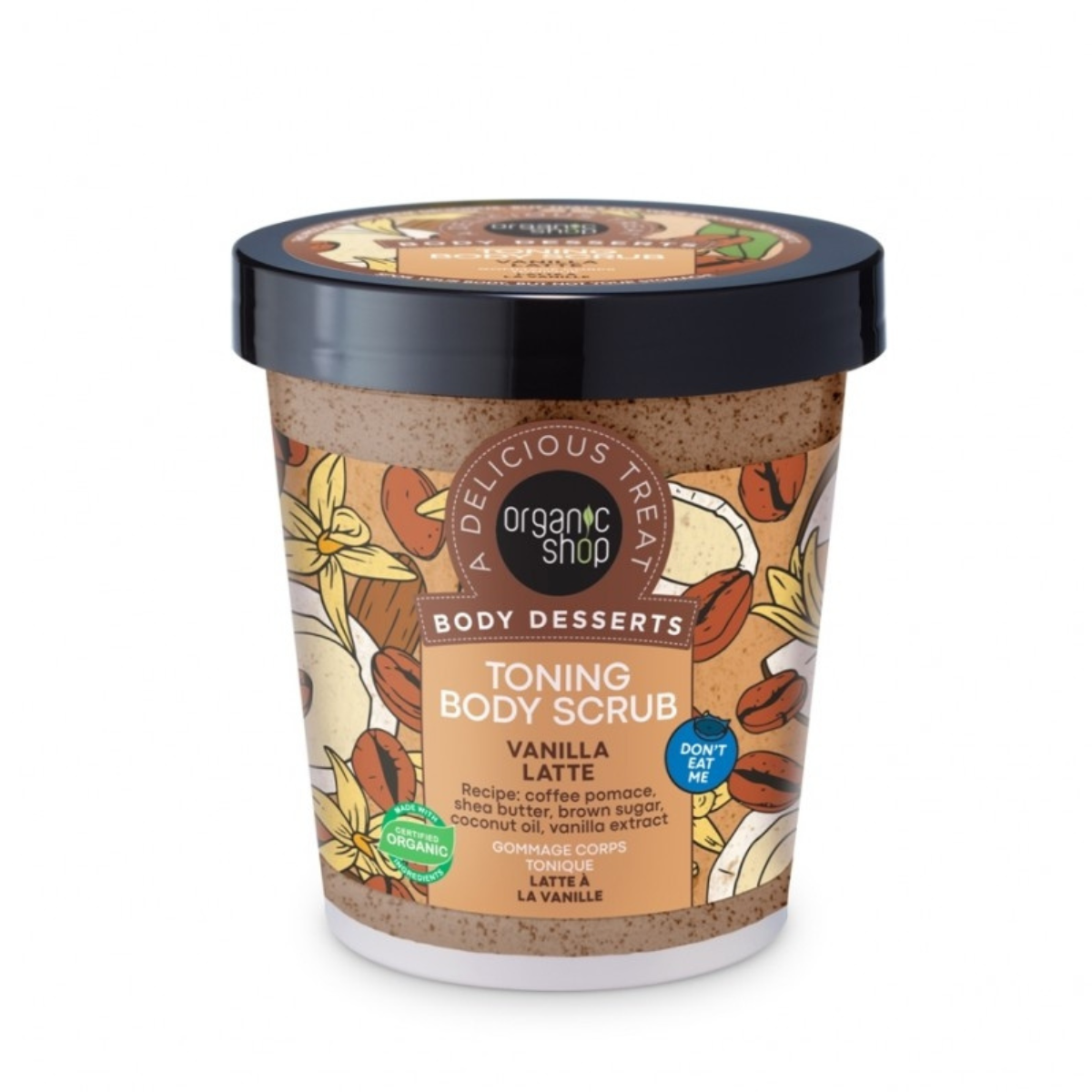 Esfoliante Corporal Tonificante com Baunilha Latte da Organic Shop 450ml