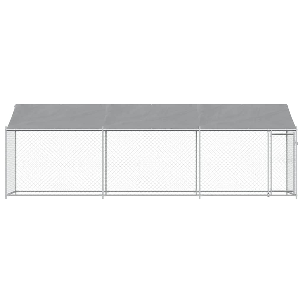 Jaula De Perros Techo Y Puerta Acero Galvanizado Gris 6x2x2 M_3