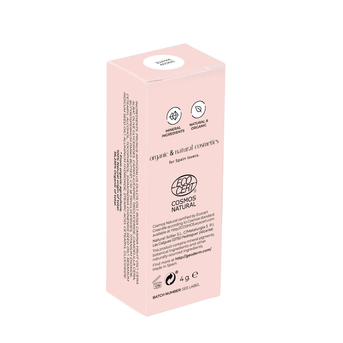 Batom Branco Neve/Sem Cor - Com Proteção Solar (Natural) Geoderm 4 g
