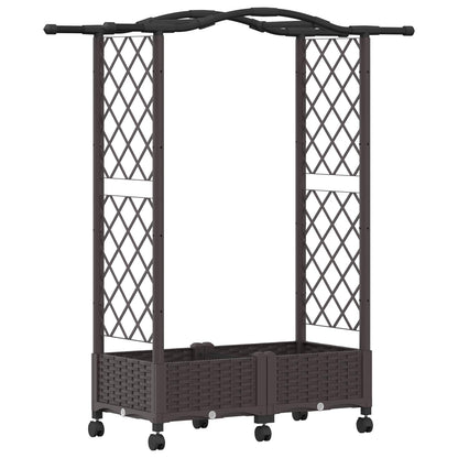 Cama Elevada Con Trellis Y Techo Marrón 124 X 40 X 129 Cm Pp_0