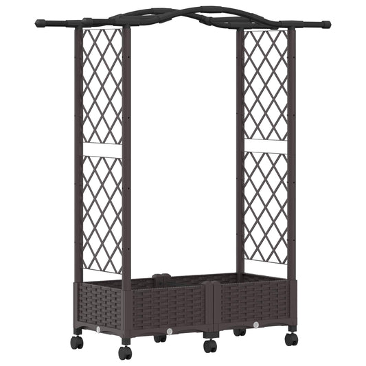 Cama Elevada Con Trellis Y Techo Marrón 124 X 40 X 129 Cm Pp_0