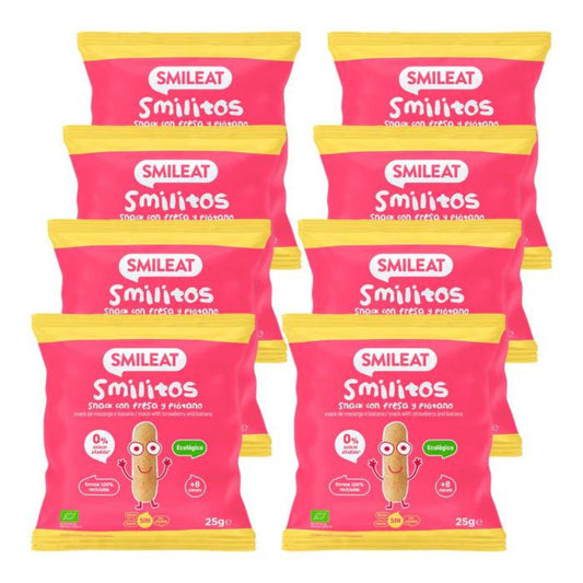 Embalagem de 8 Smilitos, Worms de Morango e Banana, ECO Smileat, 25 g
