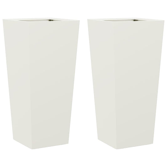 Jardineras 2 Uds Acero Blanco 35x35x75 Cm_0