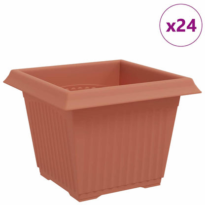 Maceta Cuadrada Para Flores 24 Uds. Rojo Ladrillo Plástico_0