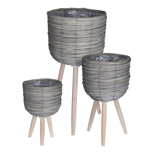 Well Home Set 3 Maceteros C/patas Gris Ø21ø25ø30cm_0