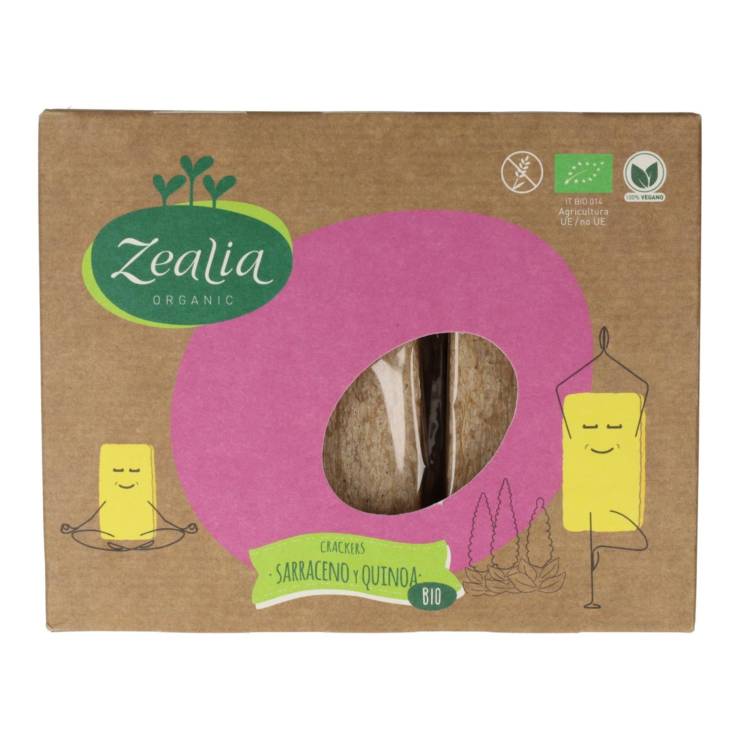 Bolachas de trigo sarraceno e quinoa biológica sem glúten Zealia 120 gr