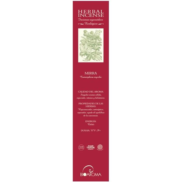 Incenso de mirra certificado BioAroma 12 varetas