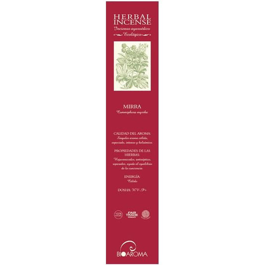 Incenso de mirra certificado BioAroma 12 varetas