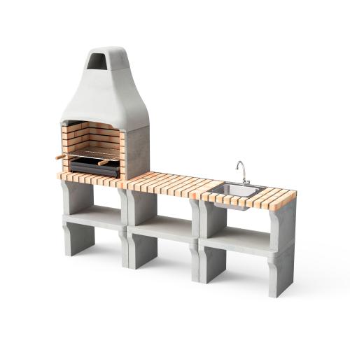 Nova churrasqueira Iberia XL com bancada e lava-loiça Movelar