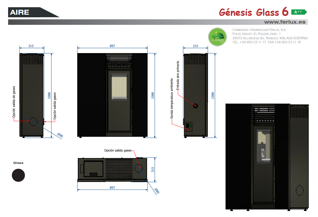 Bricosol Estufa De Pellets Genesis Glass 6 De Ferlux_2