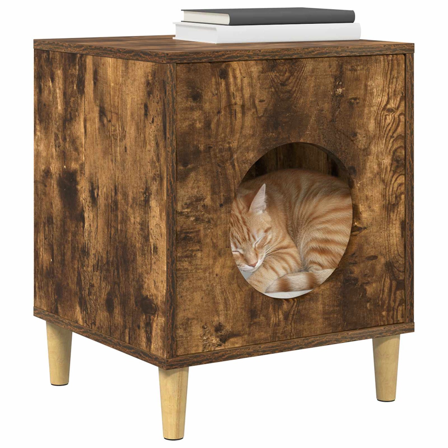 Casa Para Gatos Roble Ahumado 42,5 X 40 X 53 Cm_2
