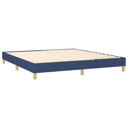 Cama Box Spring Con Colchón Y Led Tela Azul 180x200 Cm / Vetonek_2