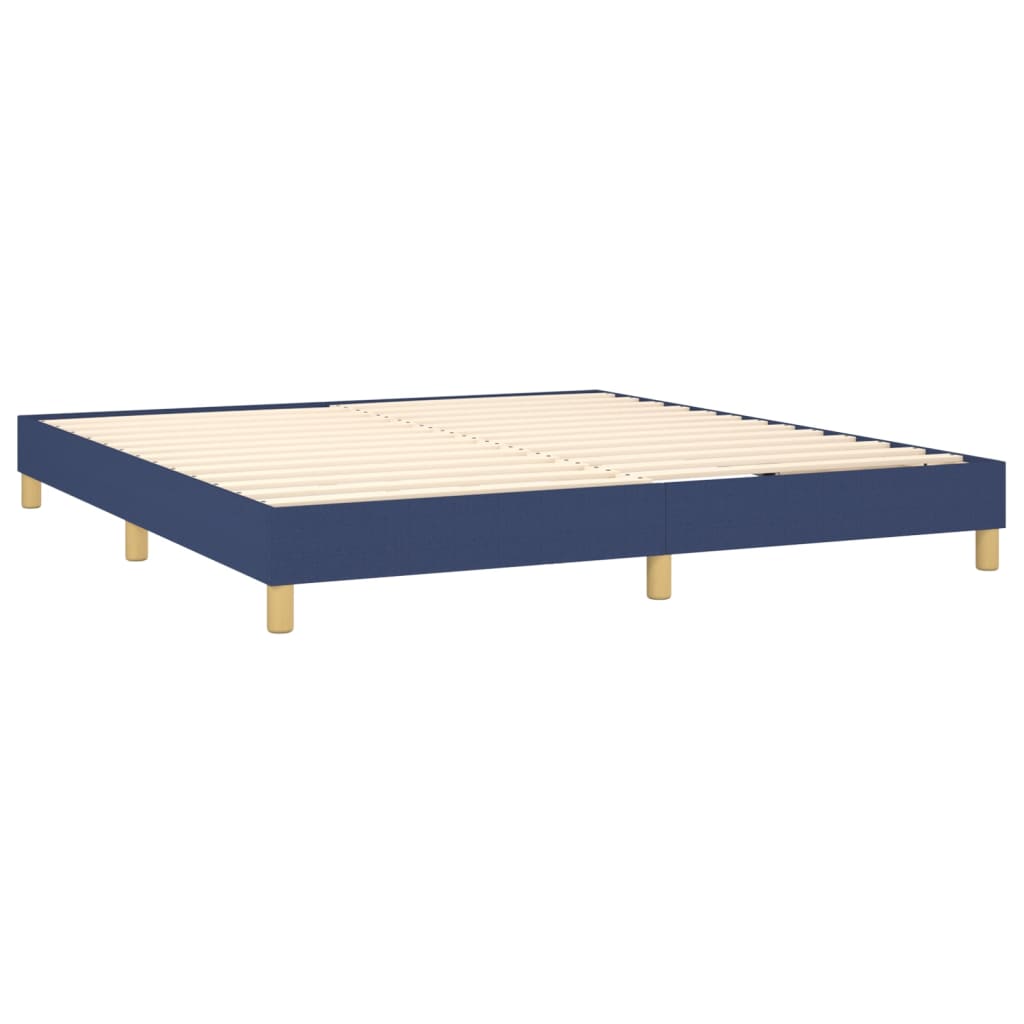 Cama Box Spring Con Colchón Y Led Tela Azul 180x200 Cm / Vetonek_3