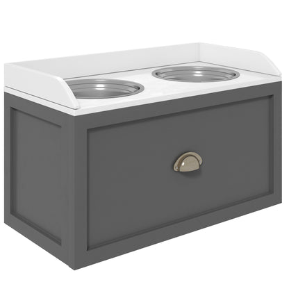 Pawhut Comedero Elevado Para Perros Grandes Con 2 Tazones 60x30x36 Cm Gris_0
